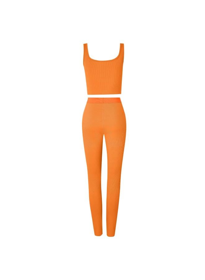 Generic European And American Striped 202 Spring And Summer Hot Women's New Vest Trousers Sports Yoga Suit Women
