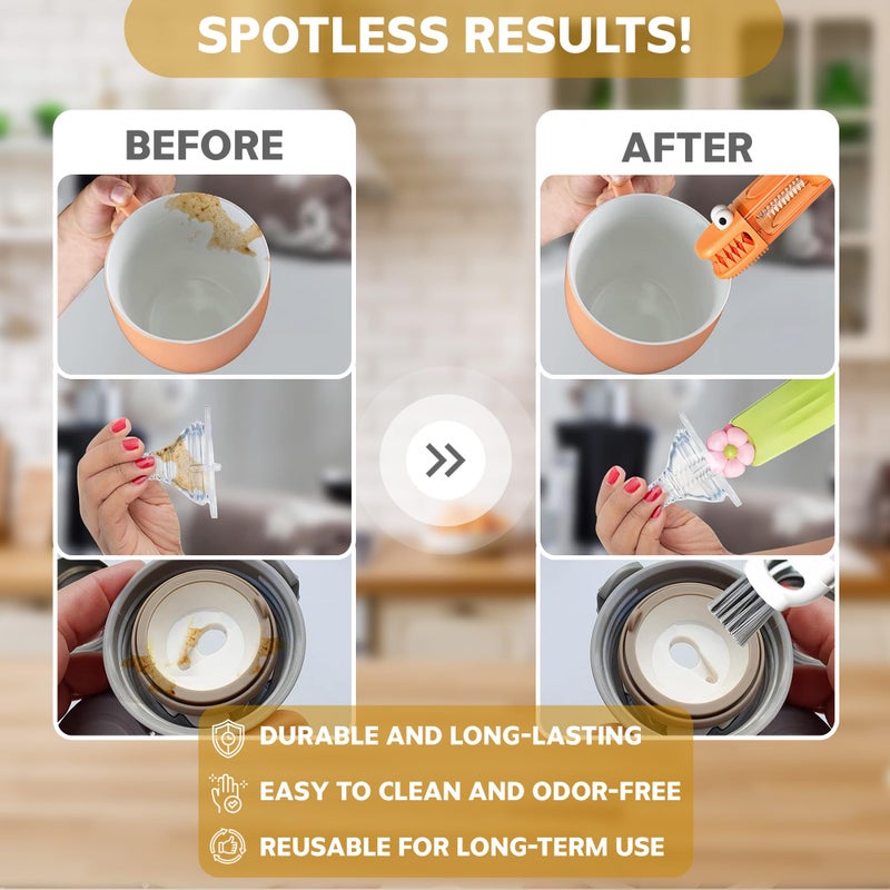 FOLISSE Cup Lid Cleaning Brush, 3 in 1 Cup Cleaner Brush New Multifunctional Lid Cleaner Lid Brush Cleaning Tool Multipurpose Bottle Gap Cleaner Brush Red - Image 5