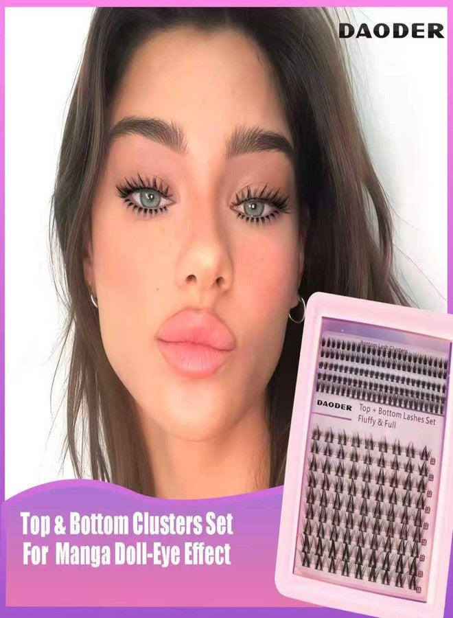 DAODER Manga Lash Clusters with Bottom Lashes Natural Eyelash Clusters with Spikes 10-16mm D Curl Spiky Bottom Eyelashes 5-7mm DIY Lash Extensions At Home - Image 2