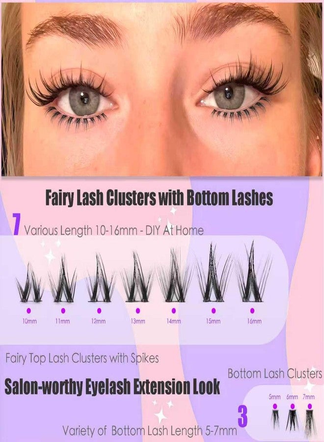 DAODER Manga Lash Clusters with Bottom Lashes Natural Eyelash Clusters with Spikes 10-16mm D Curl Spiky Bottom Eyelashes 5-7mm DIY Lash Extensions At Home - Image 5