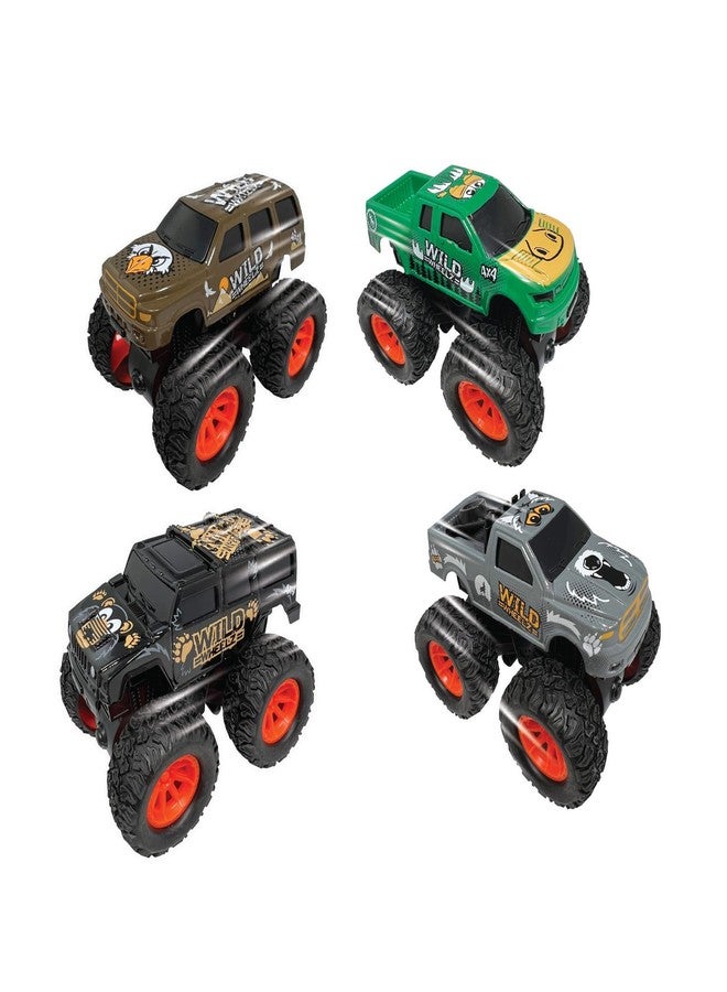 Deluxebase Wild Wheelz - Wilderness Monster Truck from Mini Push Toy with Wild Animal Design. Friction Powered Toy Car, Perfect for Kids Party Favors (Color Randomly Selected). - Image 1