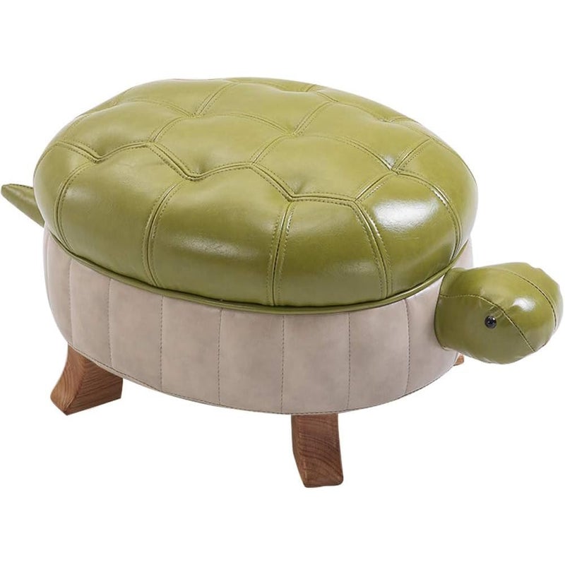 Kelendle Animal Footstool Turtle Upholstered Ottoman PU Leather Pouf Wood Foot Stool Rest for Living Room Bedroom Sofa Bench Seat Chair Grass Green Large