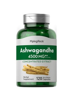 Piping Rock Ashwagandha Capsules 4500Mg ; 120 Count ; Concentrated Root Extract ; With Black Pepper ; Herbal Supplement ; Nongmo Gluten Free  - Image 1