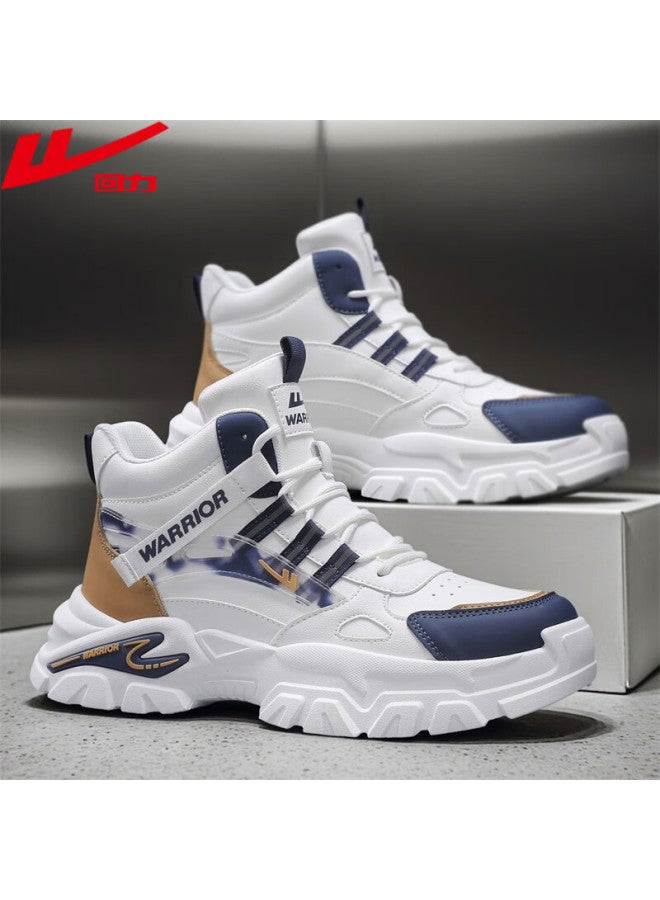 Warrior Men's High-top Shoes Autumn Fashion Casual Thick-soled Height-increasing Sports Work Boots Khaki Size 42