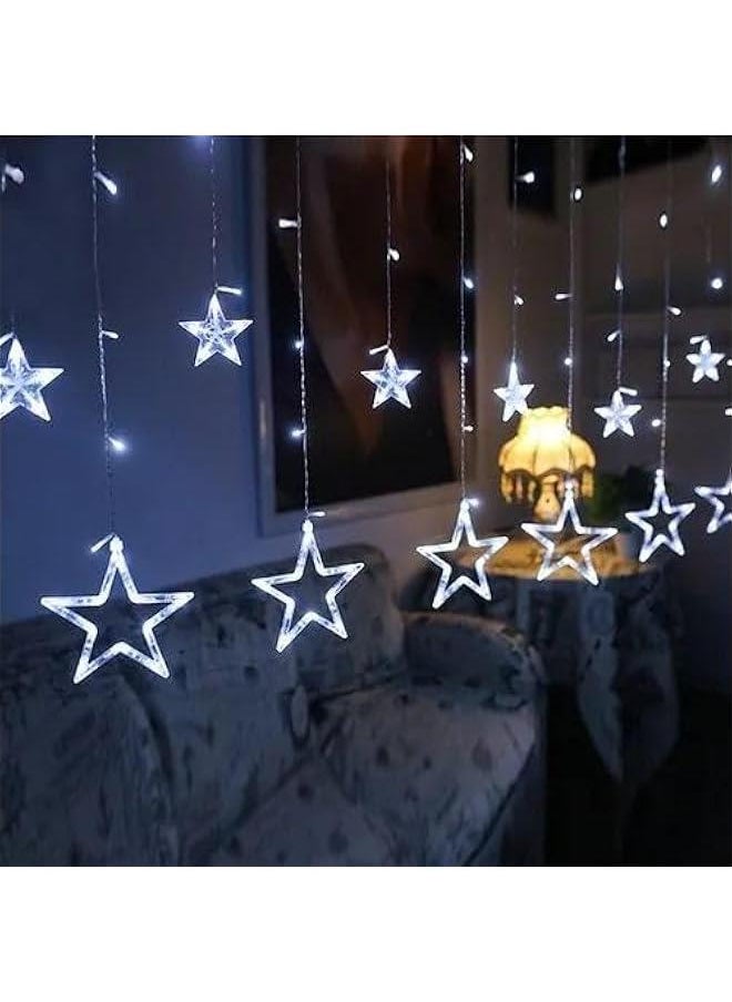 Arabest Bedroom Star Curtain Lights - 9ft 138 LED Fairy Twinkle with 12 Drops, Connectable Window Remote Control 8 Modes Indoor Xmas Ramadan Decor White.  - Image 1