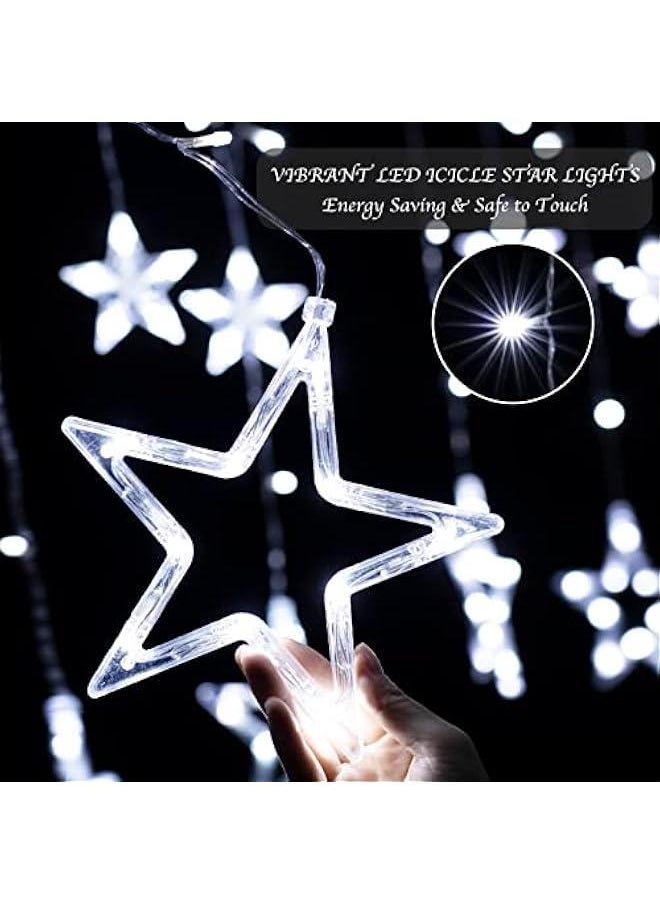 Arabest Bedroom Star Curtain Lights - 9ft 138 LED Fairy Twinkle with 12 Drops, Connectable Window Remote Control 8 Modes Indoor Xmas Ramadan Decor White.  - Image 2