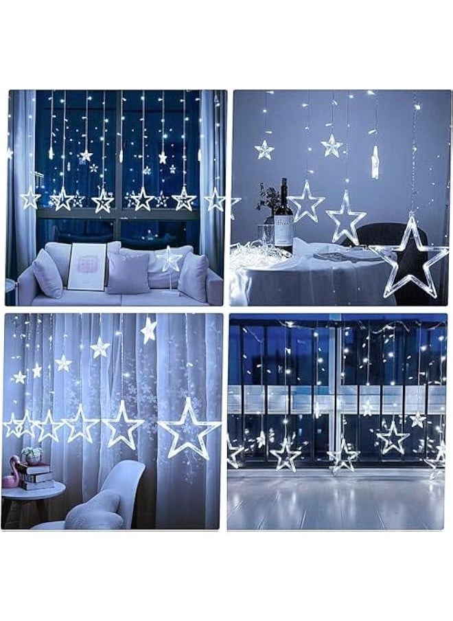 Arabest Bedroom Star Curtain Lights - 9ft 138 LED Fairy Twinkle with 12 Drops, Connectable Window Remote Control 8 Modes Indoor Xmas Ramadan Decor White.  - Image 3