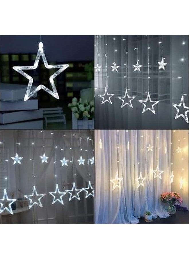 Arabest Bedroom Star Curtain Lights - 9ft 138 LED Fairy Twinkle with 12 Drops, Connectable Window Remote Control 8 Modes Indoor Xmas Ramadan Decor White.  - Image 4