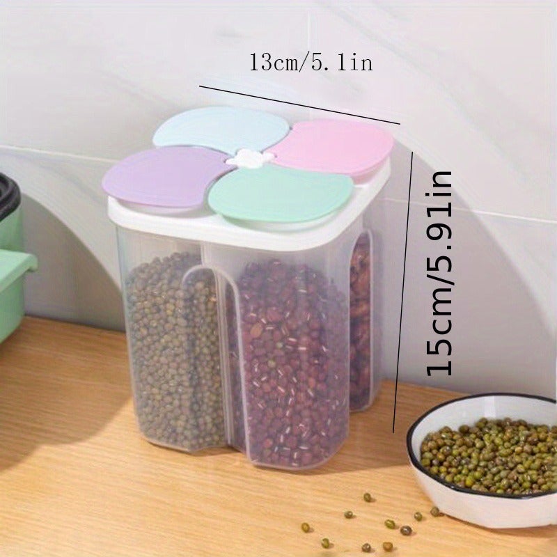 Five Grains Sealed Storage Container with Compartments Suitable for Beans, Legumes & Dry Food - Plastic Moisture-Proof Pantry Organizer with Snap Lid, Multi-Compartment Canister for, Pasta, Cereal, Kitchen & Pantry Shelf - Image 5