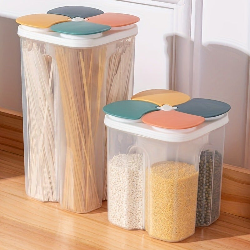 Five Grains Sealed Storage Container with Compartments Suitable for Beans, Legumes & Dry Food - Plastic Moisture-Proof Pantry Organizer with Snap Lid, Multi-Compartment Canister for, Pasta, Cereal, Kitchen & Pantry Shelf - Image 4