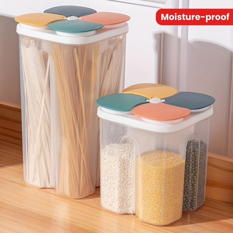 Five Grains Sealed Storage Container with Compartments Suitable for Beans, Legumes & Dry Food - Plastic Moisture-Proof Pantry Organizer with Snap Lid, Multi-Compartment Canister for, Pasta, Cereal, Kitchen & Pantry Shelf - Image 2