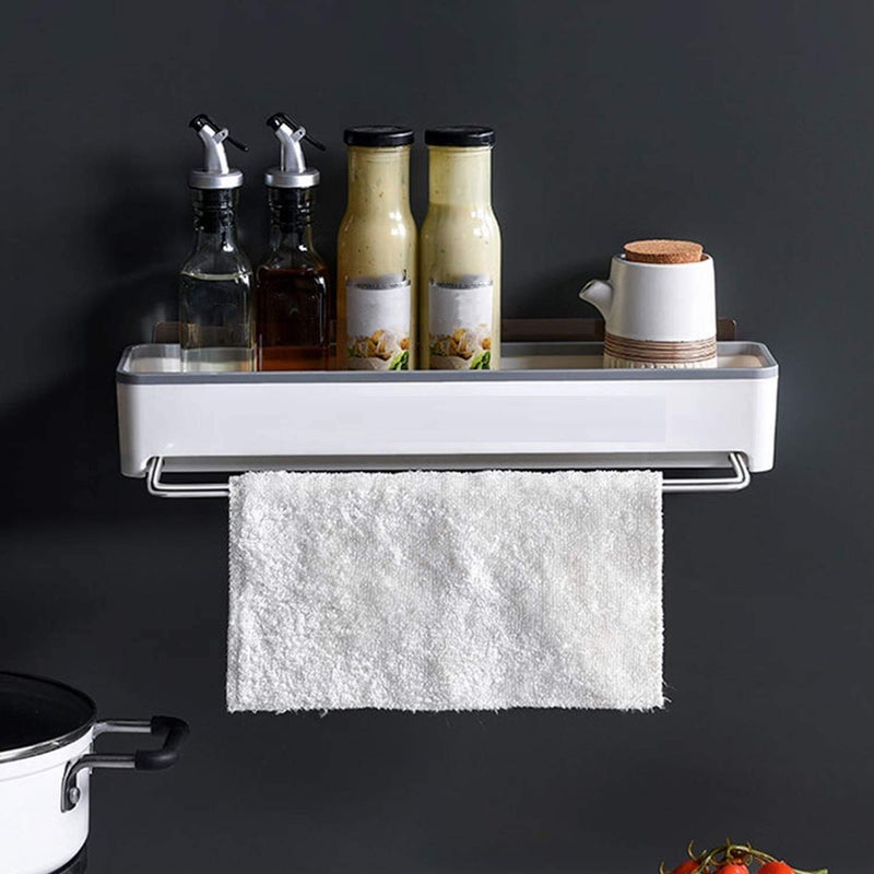 GREEYA Shower Caddy Wall Shelf Shower Rack Wall Mount with Steel Towel Bar NonDrilling SelfAdhesive Bathroom Shelf Kitchen Storage Basket - Image 5
