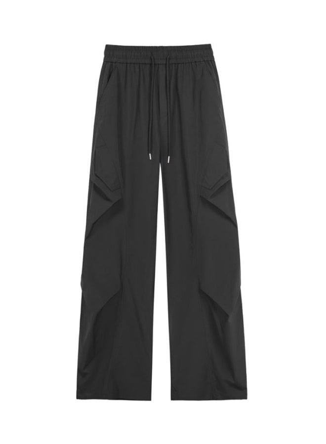 DR Men's Fleece-Lined Black Cargo Wide-Leg Pants - Image 1