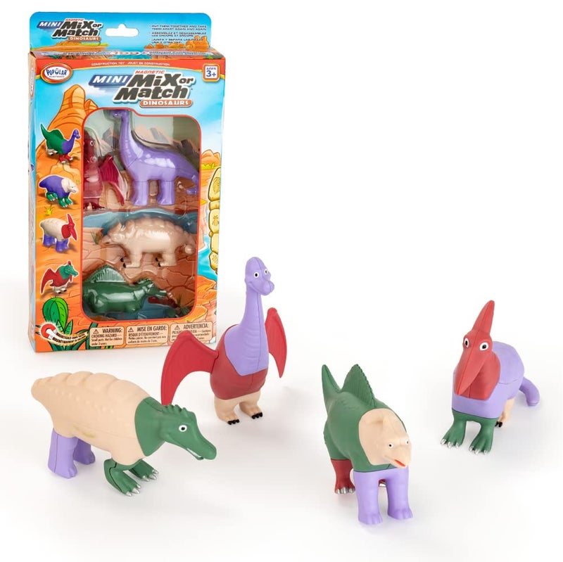 Popular Playthings ألعاب شعبية مجموعة الديناصورات المغناطيسية الصغيرة 13 مجموعة من 4 هدية للأطفال الديناصورات - Image 3