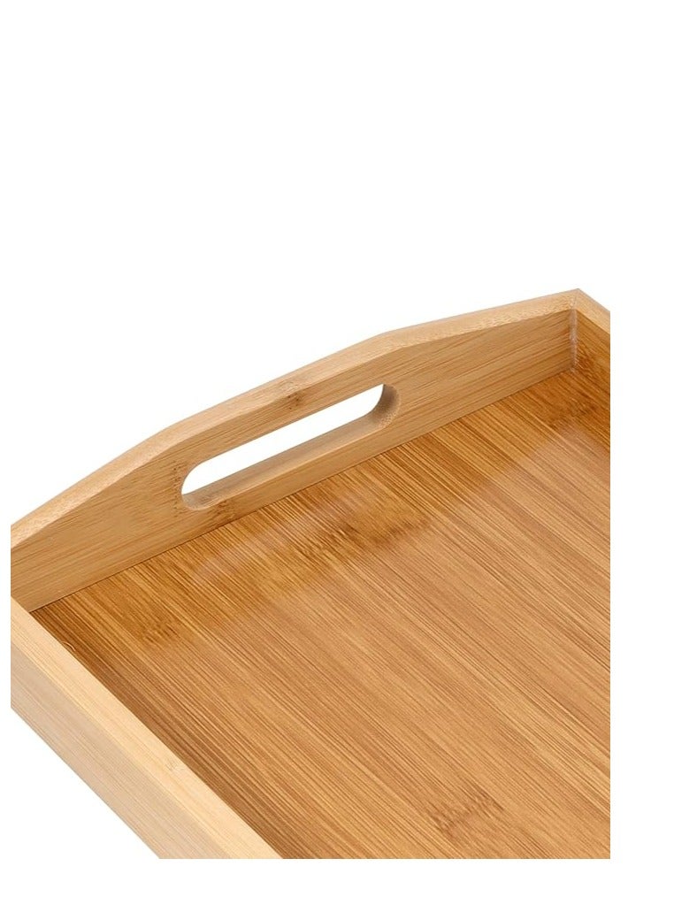 مجموعة صواني تقديم خشبية مستطيلة من البامبو بـ 3 مقاسات ومقابض لتقديم الفطور في السرير/الشاي/القهوة/تناول الطعام، 3 قطع - Image 4