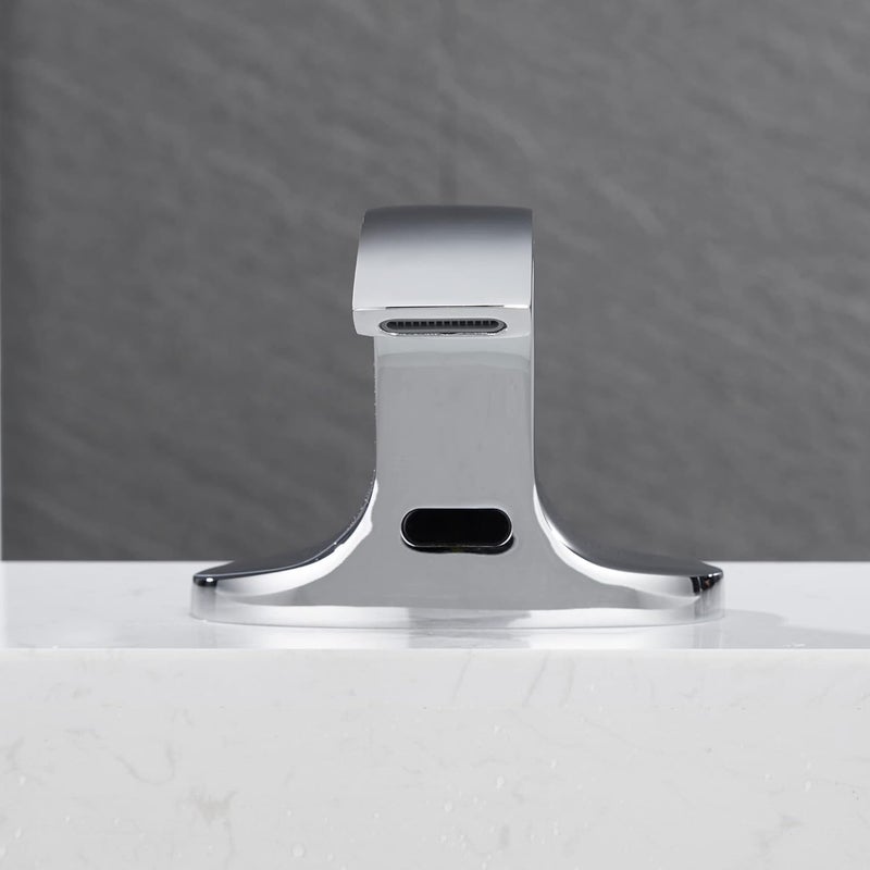 HOOMEE Touchless Bathroom Sink Faucet, Automatic Sensor Faucet Deck Mounted 6 Inch Centerset Basin Water Mixer with Pop up Drain (Chrome) - Image 5