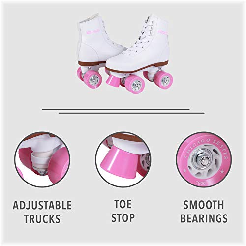 Chicago Girls Rink Roller Skates – Classic High-Top Quad Skates, Padded Ankle Collar, 54mm Urethane Wheels, Adjustable Trucks, Indoor & Outdoor - Image 2