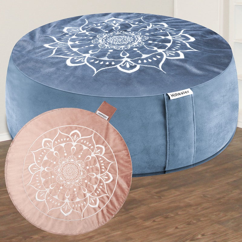 Hihealer Hihealer Meditation Cushion  Large Velvet Zafu Floor Pillow for Adults and Women  Comfortable Yoga Pillow with Traditional Tibetan Buckwheat Filling for Meditation and Relaxation