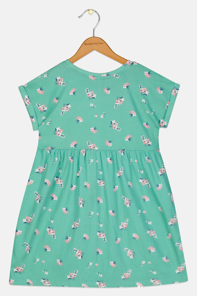 GAP فستان ميني مطبوع بالكامل للبنات، أخضر - Image 2
