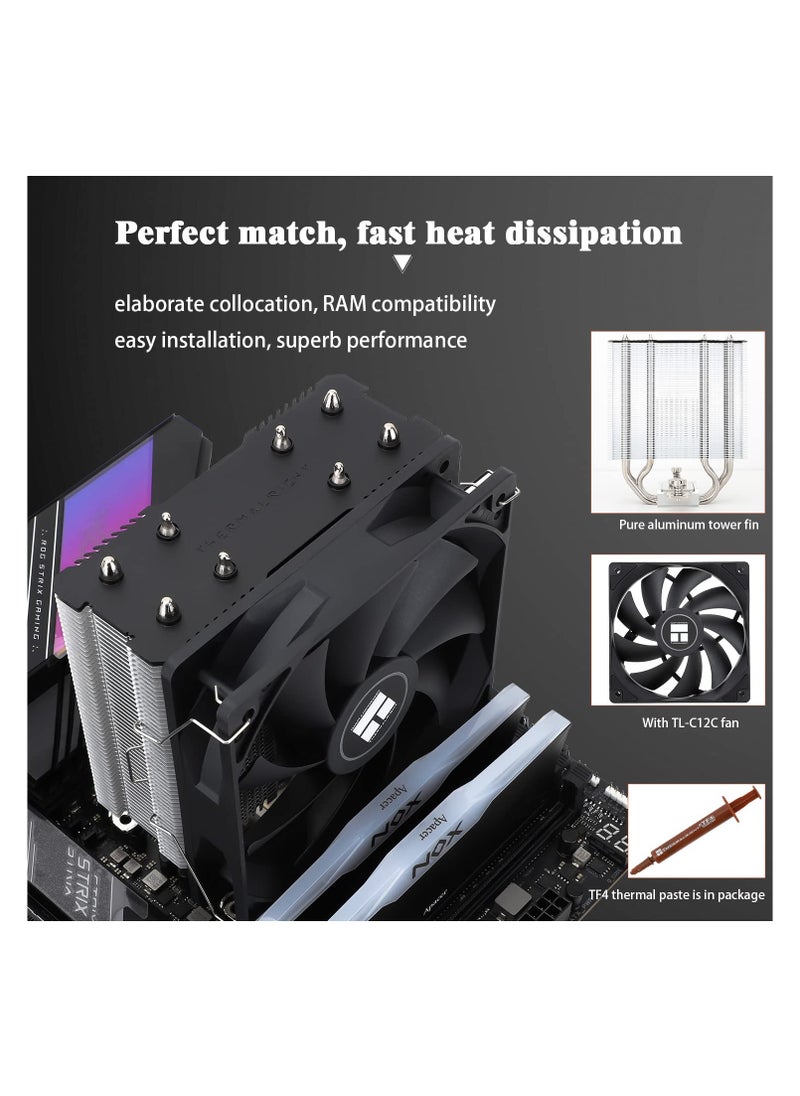 Thermalright Assassin X120 Refined SE CPU Air Cooler, 4 Heat Pipes, TL-C12C PWM Fan, Aluminium Heatsink Cover, AGHP Technology, for AMD AM4/AM5/Intel LGA 1150/1151/1155/1156/1200/1700 (AX120 R SE)  - Image 4