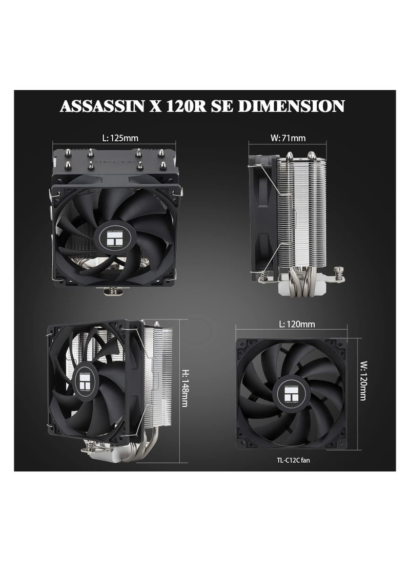 Thermalright Assassin X120 Refined SE CPU Air Cooler, 4 Heat Pipes, TL-C12C PWM Fan, Aluminium Heatsink Cover, AGHP Technology, for AMD AM4/AM5/Intel LGA 1150/1151/1155/1156/1200/1700 (AX120 R SE)  - Image 5