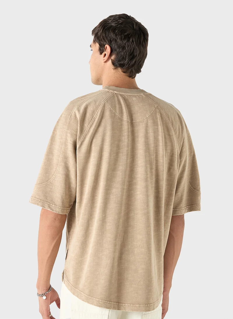 لي كوبر Lee Cooper Printed T-shirt with Crew Neck and Shor