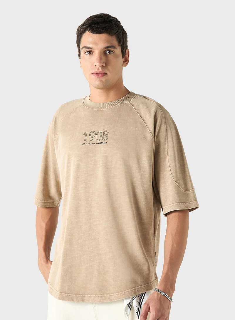 لي كوبر Lee Cooper Printed T-shirt with Crew Neck and Shor