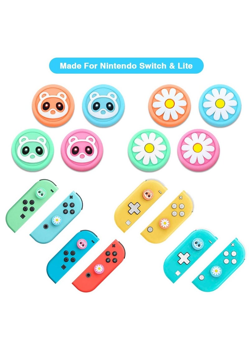Thumb Grip Covers for Switch, 8 Pack Non-Slip Silicone Gamepad Rocker Caps Cute Soft Protective Keys Nintendo Switch and Lite, Joy-Con Controllers