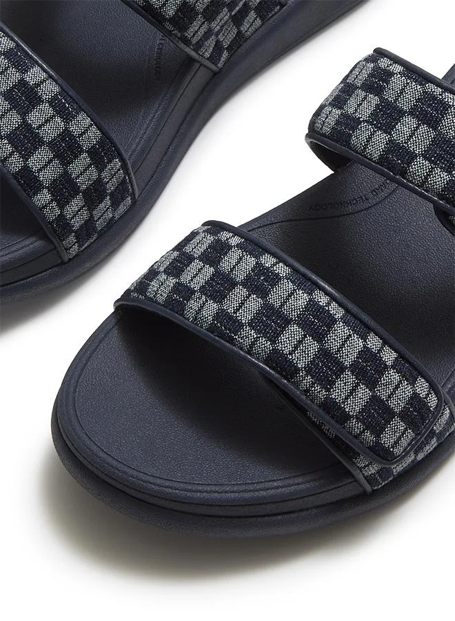 فيت فلوب F-MODE GO ADJ. CHECKERBOARD-DENIM TWO-BAR SLIDES