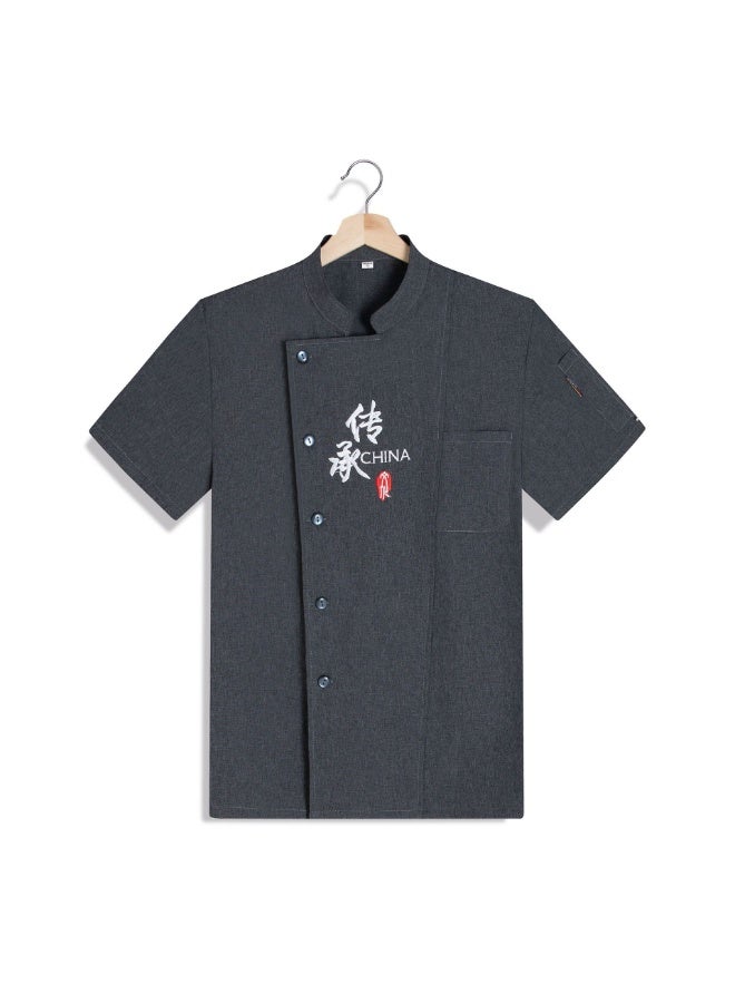 Chef Overalls Short Sleeve Men's Spring and Summer Breathable Kitchen Restaurant Baking Hot Pot Catering Staff after Clothes for