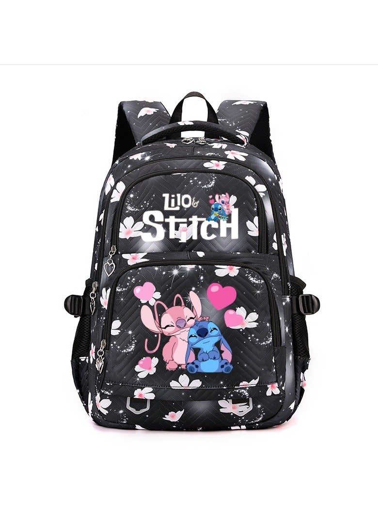 Stitch cartoon print embossed large capacity schoolbag for primary and secondary school students cute backpack light and fashionable backpack 31*43*16CM
