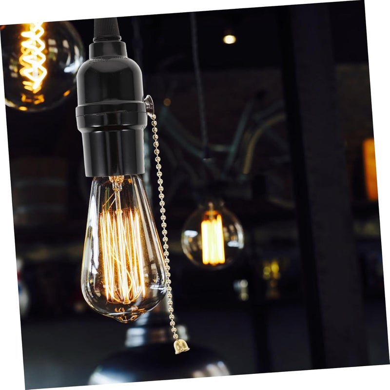 Hemobllo 3pcs Lamp Base Pull Chain Socket Vintage-Style Lampholder for Ceiling Light Fixtures and Construction Compatible Bulbs Convenient Off - Image 4
