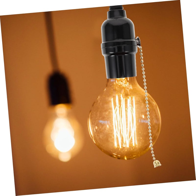 Hemobllo 3pcs Lamp Base Pull Chain Socket Vintage-Style Lampholder for Ceiling Light Fixtures and Construction Compatible Bulbs Convenient Off - Image 5