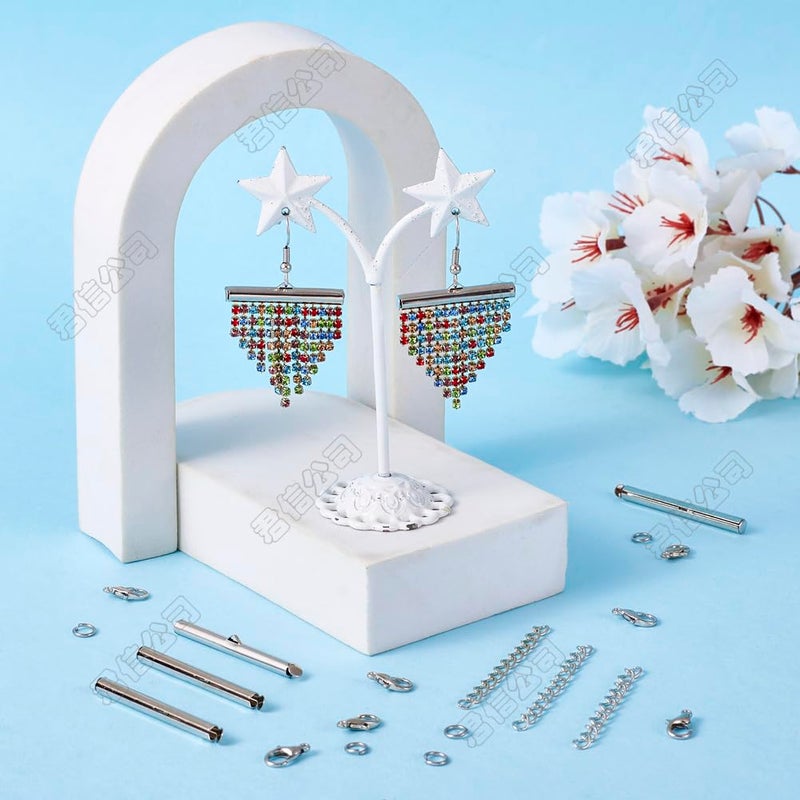 PH PandaHall Pandahall 80pcs 4Sizes Iron Slide On End Clasp Tubes Slider with Extender Chains 304 Stainless Steel Jump Rings & Alloy Lobster Claw Clasps 20mm/25mm/30mm/40mm for Jewelry Making - Image 3