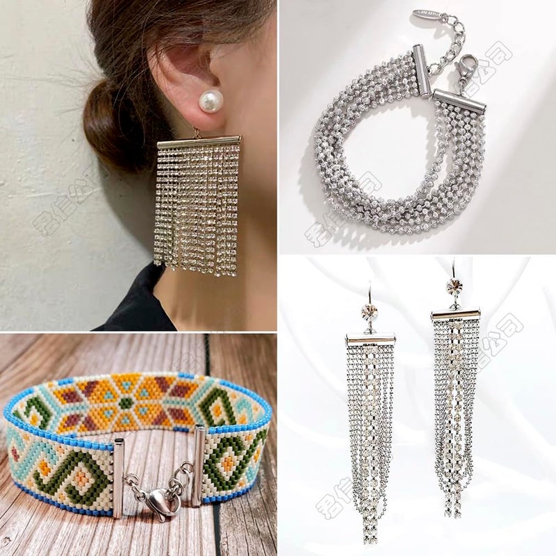 PH PandaHall Pandahall 80pcs 4Sizes Iron Slide On End Clasp Tubes Slider with Extender Chains 304 Stainless Steel Jump Rings & Alloy Lobster Claw Clasps 20mm/25mm/30mm/40mm for Jewelry Making - Image 4