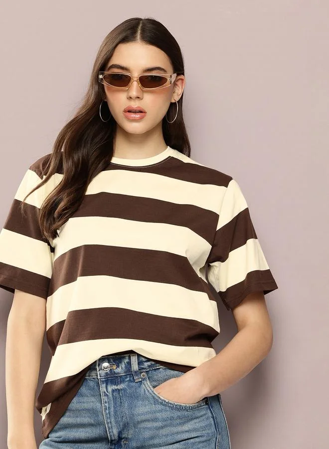 ديلينجر تيشيرت نسائي مخطط كبير الحجم