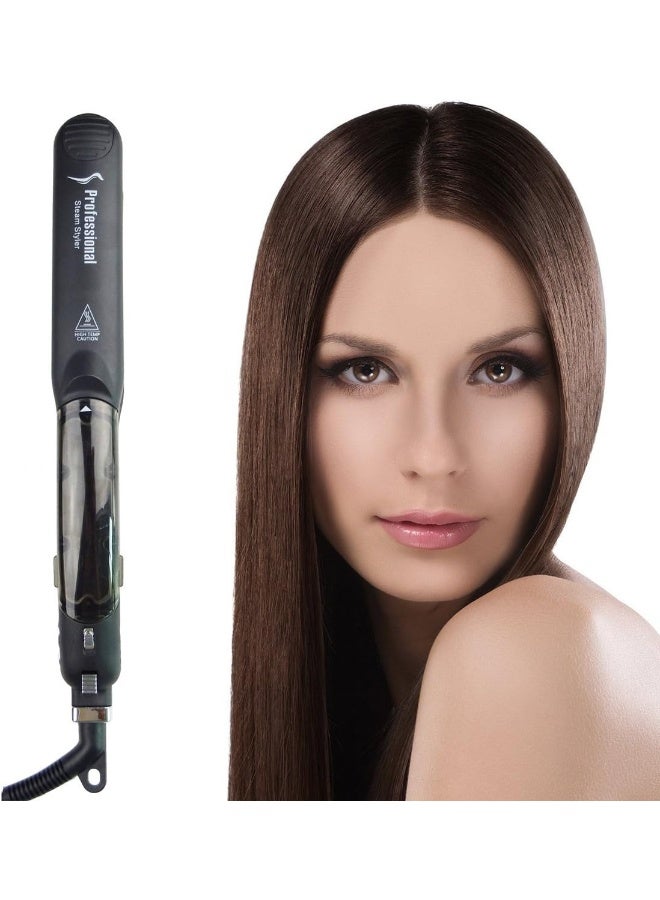 ManKami Professional Salon Steam Hair Straightener, Argan Steam Styler Ceramic Tourmaline Flat Iron Vapor Heater Hair Straightening Iron with Anion Care and Locking switch - Image 1