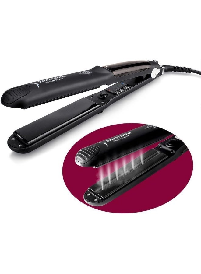 ManKami Professional Salon Steam Hair Straightener, Argan Steam Styler Ceramic Tourmaline Flat Iron Vapor Heater Hair Straightening Iron with Anion Care and Locking switch - Image 2