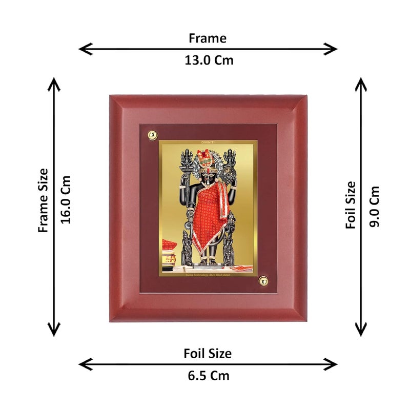 DIVINITI 24K Gold Plated Foil Dwarkadhish Heart Wall Photo FrameTable DecorMdf 1 Wooden Wall Photo Frame AndReligious Photo Frame Idol For PoojaGifts Items165Cmx140Cm - Image 2
