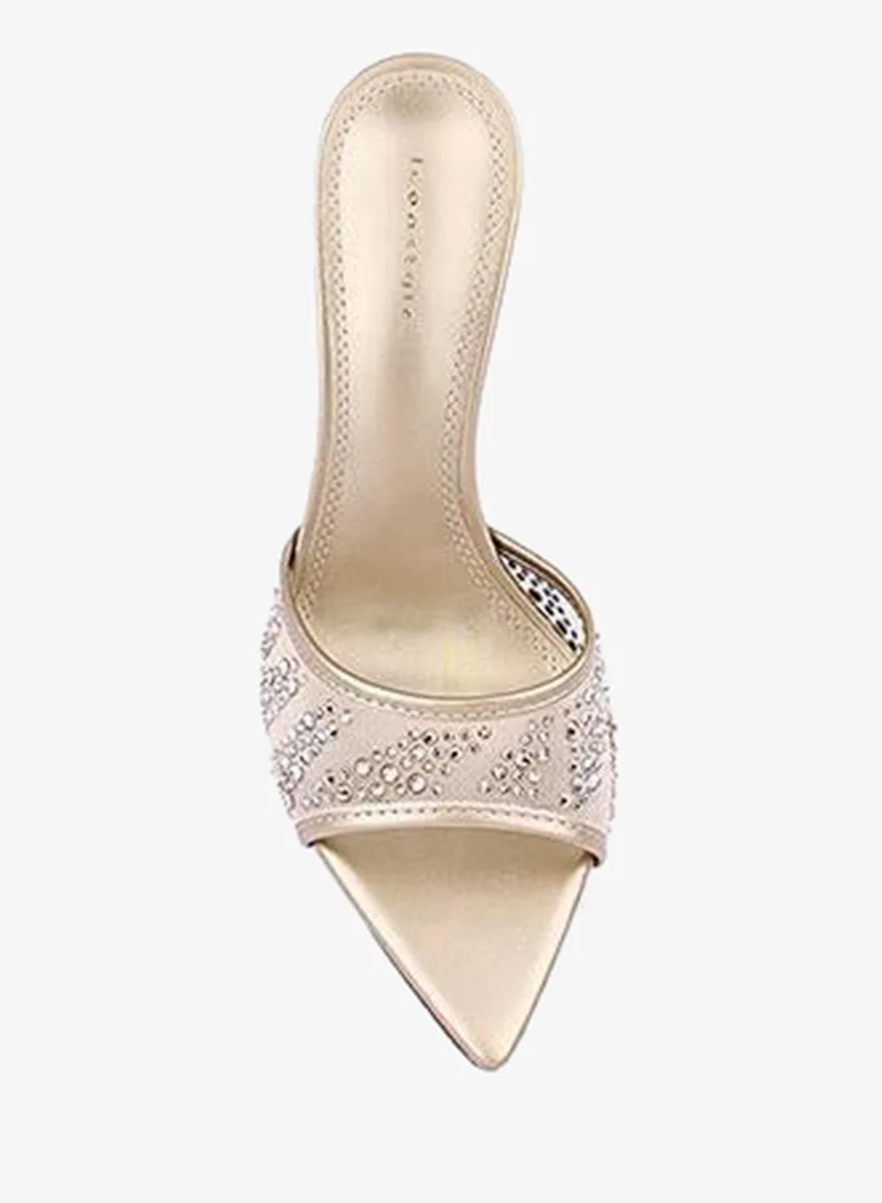 أيقون صندل نسائي بكعب مزين بالدانتيل