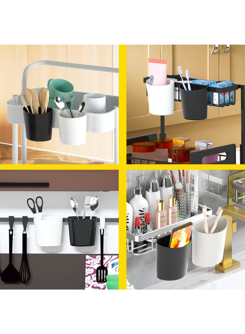 KASTWAVE Rolling Cart Accessories, 4 Pack Hanging Cup Holder, Rolling Cart Organizer Accessories, Trolley Basket Storage, Make Up Pencil Holder,Hanging Kitchen Container, for Bathroom, Bedroom, Cabinet  - Image 3