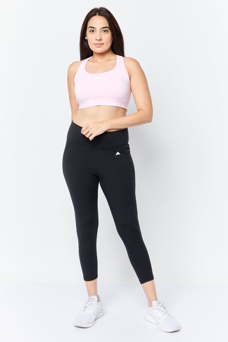 Adidas Women Brand Logo Padded Sports Bra, Pink - Image 2