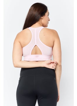 Adidas Women Brand Logo Padded Sports Bra, Pink  - Image 4