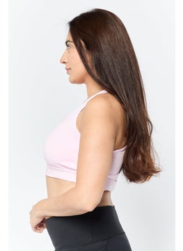 Adidas Women Brand Logo Padded Sports Bra, Pink  - Image 3