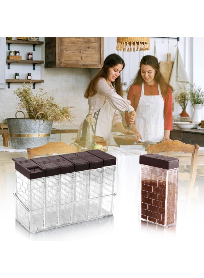 2 Sets Brown Spice Shaker Jars, 6 Cases Seasoning Shaker Box Condiment Set, Seasoning Storage Containers with Adjustable Lids, BPA Free, Sliding Open Design, for BBQ, Camping, Hiking - Image 3