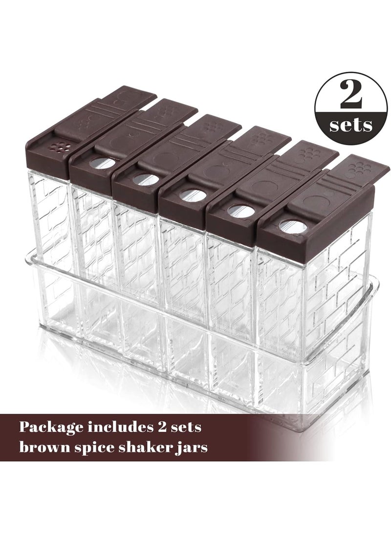 2 Sets Brown Spice Shaker Jars, 6 Cases Seasoning Shaker Box Condiment Set, Seasoning Storage Containers with Adjustable Lids, BPA Free, Sliding Open Design, for BBQ, Camping, Hiking - Image 5