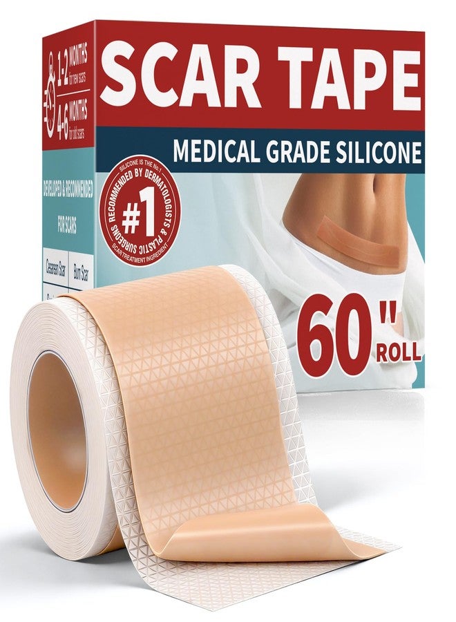kindshine Silicone Scar Tape 1.6”x60” Roll-Reusable Silicone Scar Sheets for Surgical, C-Section, Tummy Tuck, Keloid Scars-Easy to cut - Image 1