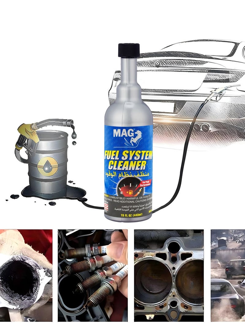 MAG Fuel System Cleaner 443ml Petrol and Diesel Engine Fuel Additive, Injector Cleaner Solution for Carbon Deposit Removal, Engine Performance Restorer, Fuel Efficiency Improver, Fuel Tank Cleaner for Cars SUVs Trucks Motorcycles. - Image 5