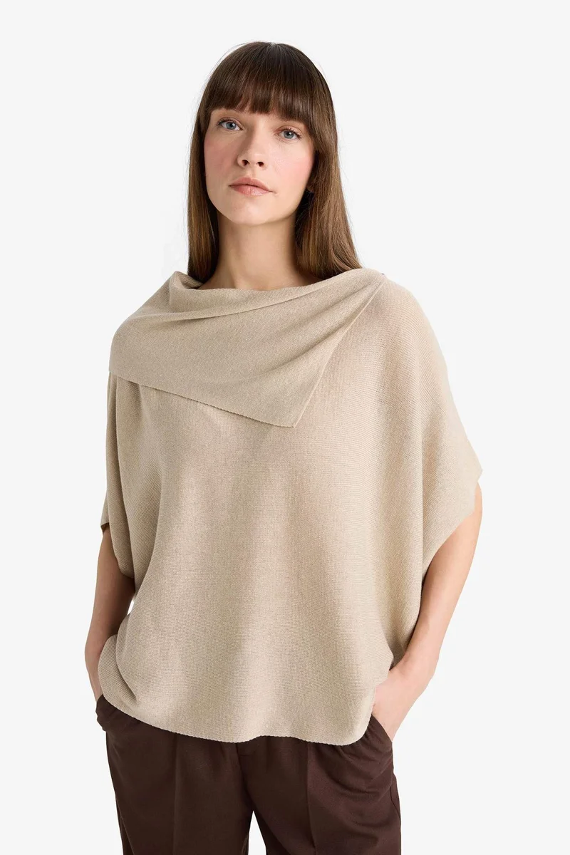 DeFacto Oversize Fit Boat Collar Knitwear Pullover