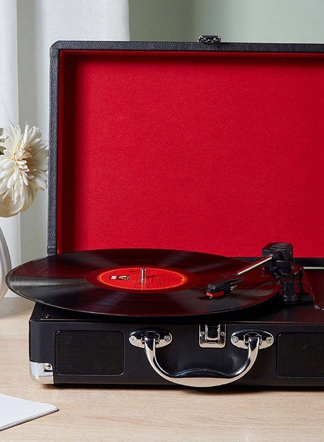 Portable Gramophone Vinyl Record Player Vintage Classic Turntable Phonograph  Stereo Sound with Built-in Stereo Speakers Black  - Image 5